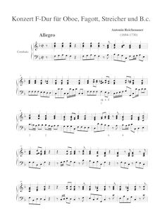 Partition Cembalo, hautbois et basson Concerto en F major, F, Reichenauer, Antonín