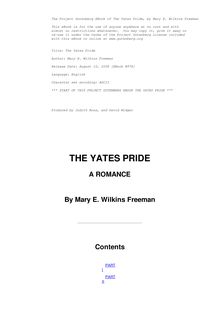 The Yates Pride, a romance