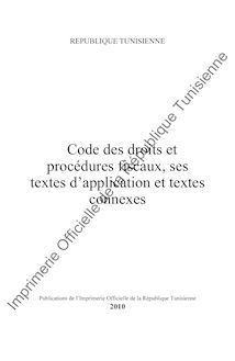 Imprimerie Officielle de la République Tunisienne Code des droits  ...
