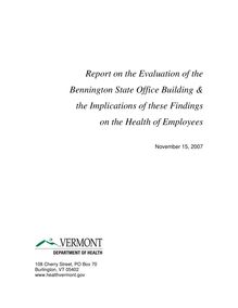 Report on Evaluation of the Bennington State Office Building & the  Implications of these Findings on