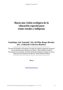 Hacia una Visión Ecológica de la Educación Especial para Zonas Rurales e Indígenas (Towards an Ecological View of Special Education for Rural and Indigenous Areas)