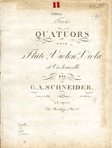 Partition flûte, 6 quatuors, Op.51, Schneider, Georg Abraham