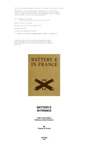 Battery E in France - 149th Field Artillery, Rainbow (42nd) Division