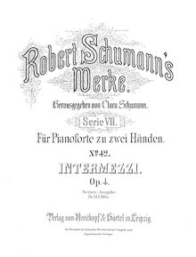 Partition complète, Intermezzi, Pièces phantastiques, Schumann, Robert par Robert Schumann