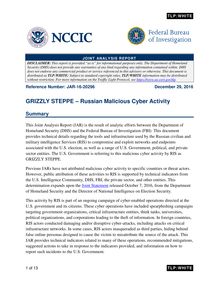 États-Unis - cyberattaques russes : "Grizzly steppe" dévoile noms et les méthodes des pirates russes