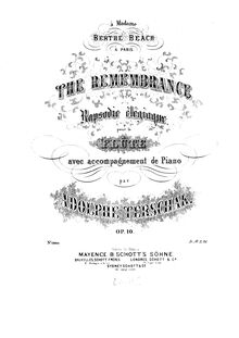 Partition flûte , partie, pour Remembrance, Rapsodie élégiaque for flute and piano.