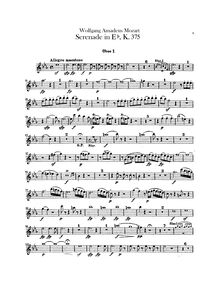 Partition hautbois 1, 2, Serenade, Serenade No.11 ; Serenade for Winds
