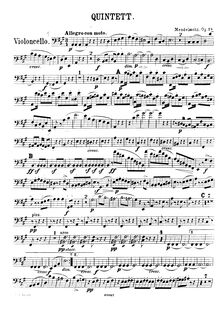 Partition violoncelle, corde quintette No.1, Op.18, A Major, Mendelssohn, Felix