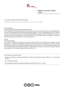 Le patronage philosophique - article ; n°4 ; vol.1, pg 88-97