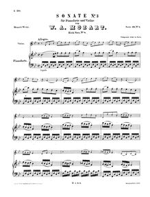 Partition complète, violon Sonata, Violin Sonata No.3, B♭ major