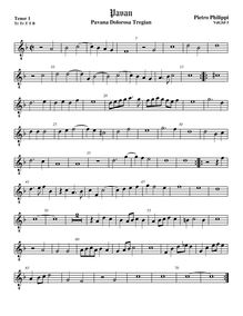 Partition ténor viole de gambe 1, octave aigu clef, Pavana Dolorosa Tregian