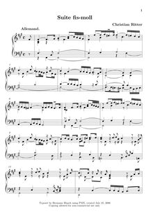 Partition  F-sharp minor, clavecin , Ritter, Christian