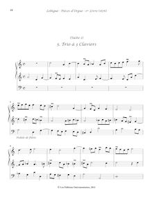 Partition , Trio à 3 Claviers, Livre d orgue No.1, Premier Livre d Orgue par Nicolas Lebègue