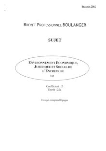 Environnement économique, juridique et social de l entreprise 2002 BP - Boulanger