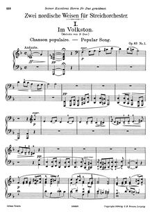 Partition complète (scan), 2 Nordic Melodies, Op.63, Grieg, Edvard