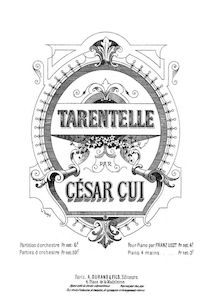 Partition complète, Tarantella, Tarantelle, G minor, Cui, César par César Cui