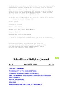 The Christian Foundation, Or, Scientific and Religious Journal, - Volume I, No. 10. October, 1880