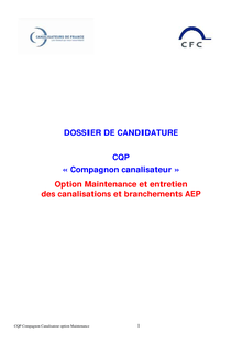 DOSSIER DE CANDIDATURE CQP « Compagnon canalisateur » Option ...