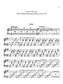 Partition harpe, pour Golden Spinning Wheel, Zlatý kolovrat, Dvořák, Antonín