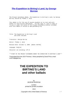 The Expedition to Birting s Land - and other ballads