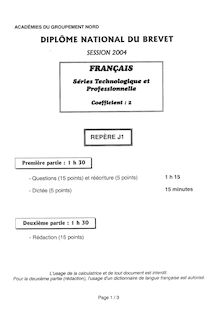 Français 2004 Brevet (filière technologique)