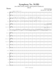 Partition , Quem pastores laudavere - Andante, Allegro, Symphony No.31 par Michel Rondeau