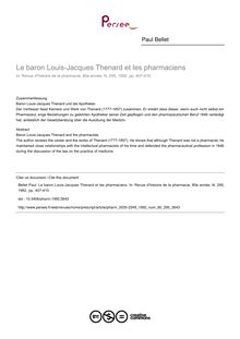 Le baron Louis-Jacques Thenard et les pharmaciens - article ; n°295 ; vol.80, pg 407-410