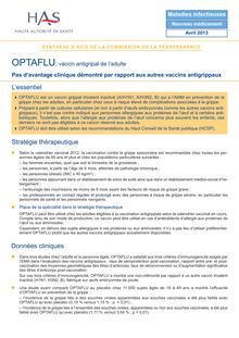 OPTAFLU, vaccin antigripal de l’adulte - OPTAFLU SYNTHESE CT12664