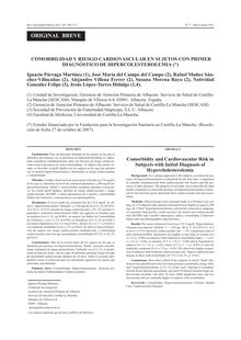 COMORBILIDAD Y RIESGO CARDIOVASCULAR EN SUJETOS CON PRIMER DIAGNÓSTICO DE HIPERCOLESTEROLEMIA(Comorbidity and Cardiovascular Risk in Subjects with Initial Diagnosis of Hypercholesterolemia)