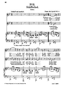 Partition Heft , No. , Schifferlied, 6 Zweistimmige chansons, Abt, Franz