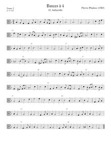 Partition ténor viole de gambe 2, alto clef, 9 Dances à 4, Phalèse, Pierre par Pierre Phalèse