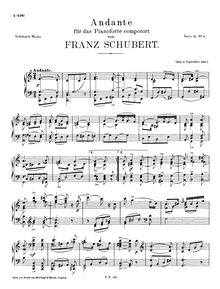 Partition complète, Andante en C major, D.29, Schubert, Franz