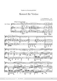 Partition de piano, violon Concerto, D Major, Beethoven, Ludwig van