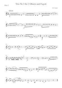 Partition hautbois 2, 15 Short Trios, 15 Petits Trios pour 2 Violons et Violoncelle par Johann Baptist Vanhal