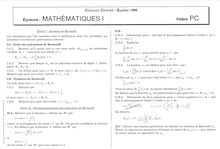Mathématiques 1 1999 Classe Prepa PC Concours Centrale-Supélec