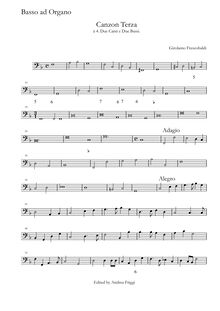 Partition Basso ad organo, Canzon Terza à , Due Canti e Due Bassi