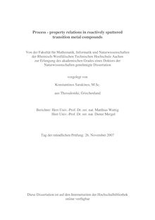Process property relations in reactively sputtered transition metal compounds [Elektronische Ressource] / vorgelegt von Konstantinos Sarakinos