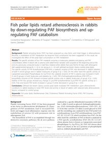Fish polar lipids retard atherosclerosis in rabbits by down-regulating PAF biosynthesis and up-regulating PAF catabolism
