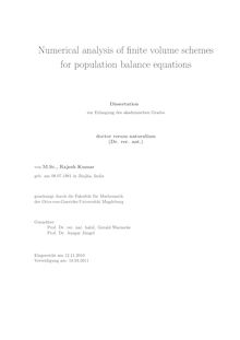Numerical analysis for finite volume schemes for population balance equations [Elektronische Ressource] / von Rajesh Kumar