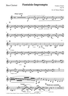 Partition basse clarinette (B?), Fantaisie-impromptu, C? minor, Chopin, Frédéric