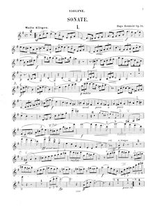 Partition de violon, violon Sonata., G major, Reinhold, Hugo
