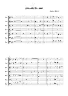Partition Transcription pour 2 hautbois, 3 Cor Anglais, 2 basson: Score, parties, Sonno diletto et caro