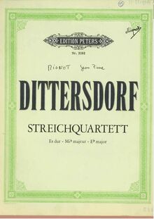 Partition violon 1, corde quatuor No. 5 en E Flat, Dittersdorf, Carl Ditters von
