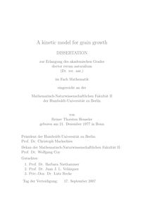 A kinetic model for grain growth [Elektronische Ressource] / von Reiner Henseler