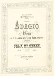 Partition de piano, cor , partie, Adagio pour cor et Piano, Op.31