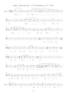 Partition basse 2 , partie, Missa Papae Marcelli, Palestrina, Giovanni Pierluigi da