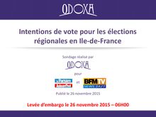 Régionales 2015 : les intentions de vote en Ile de France