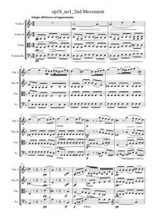 Partition , Adagio affettuoso ed appassionato, corde quatuor No.1, Op.18/1