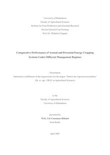 Comparative performance of annual and perennial energy cropping systems under different management regimes [Elektronische Ressource] / presented by Ute Constanze Böhmel