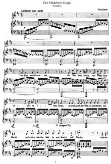 Partition complète, Des Mädchens Klage, WoO 23, Mendelssohn, Felix